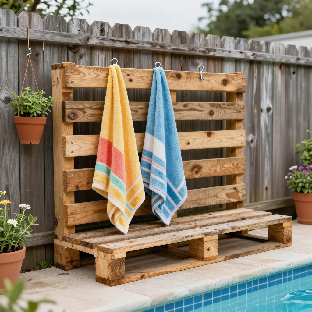 Pallet Wood Towel Rack