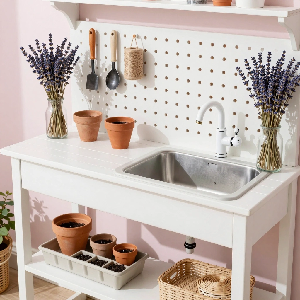 Pretty Potting Bench Sink Combo