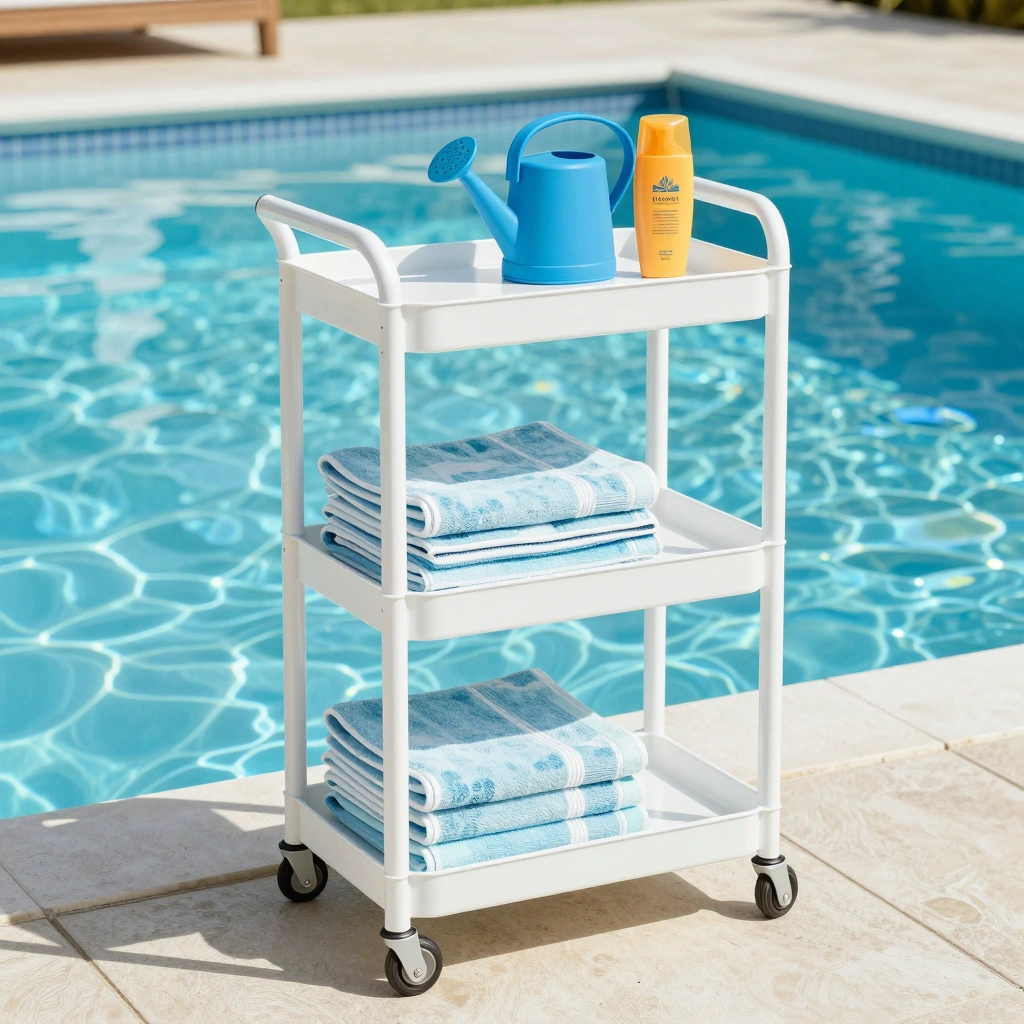Rolling Towel Cart with Shelves