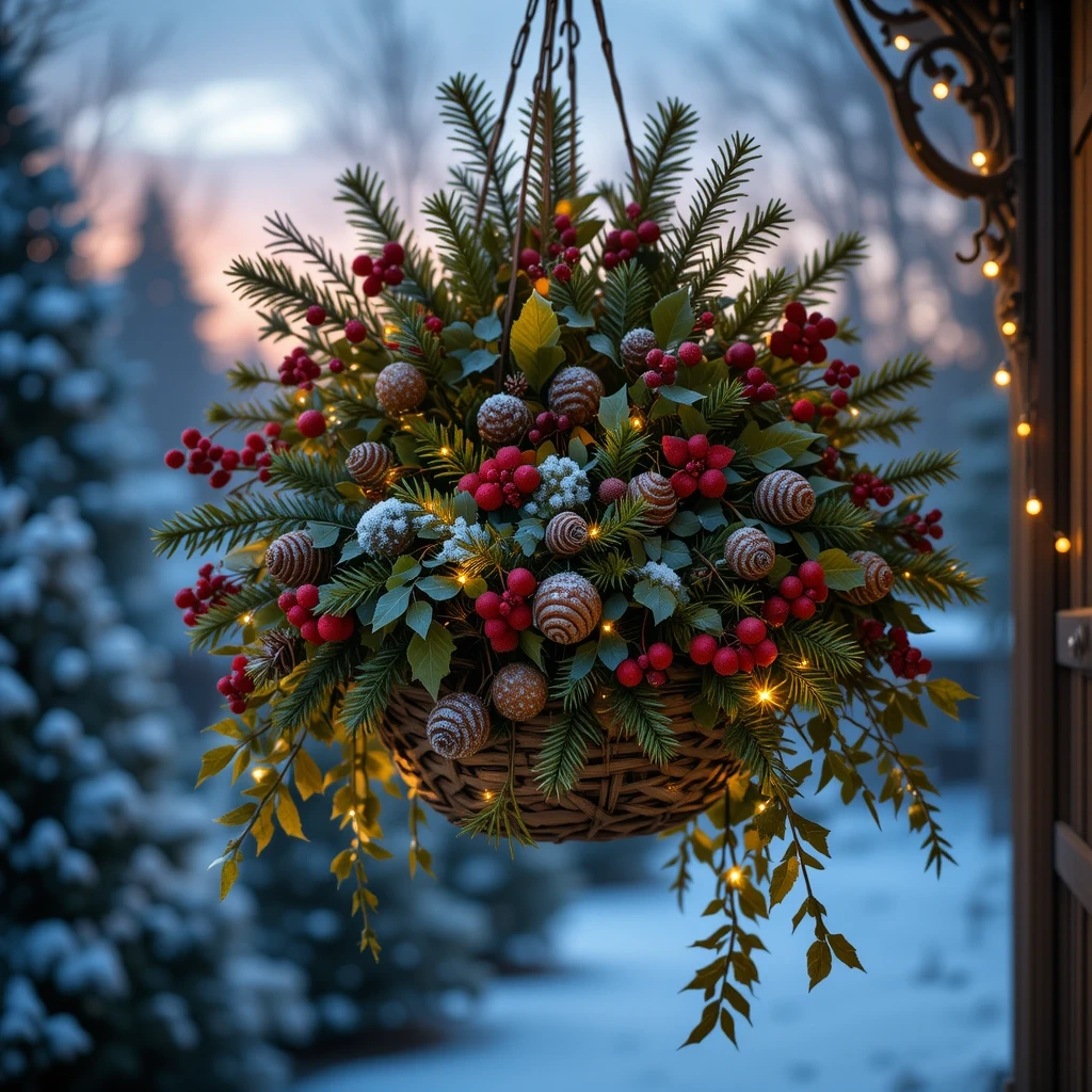Seasonal Winter Evergreen Basket