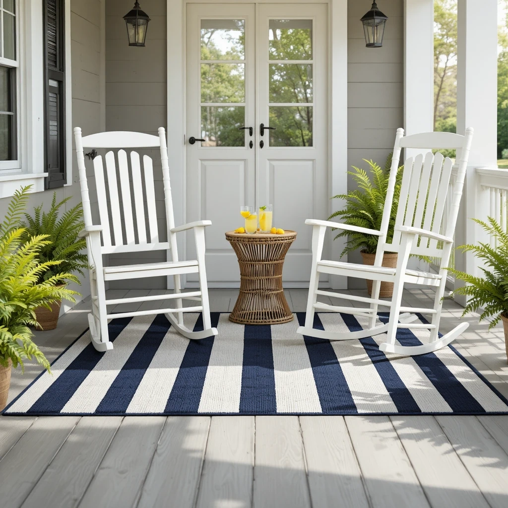 The Classic Rocking Chair + Striped Rug Combo
