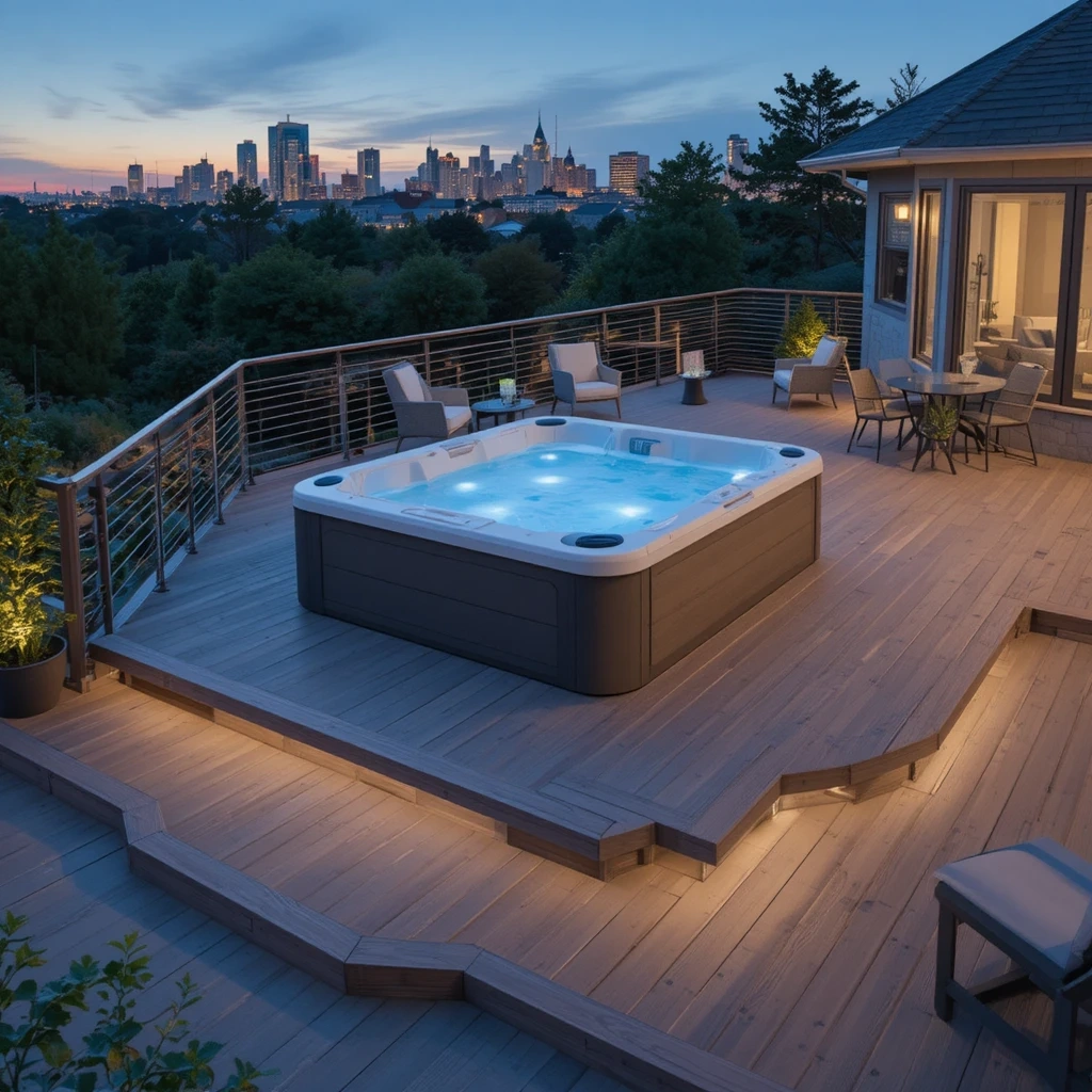 The Modern Deck-Integrated Hot Tub