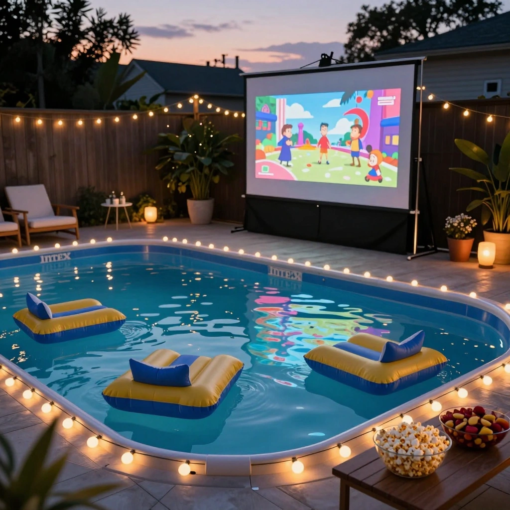 The Movie Night Pool Setup