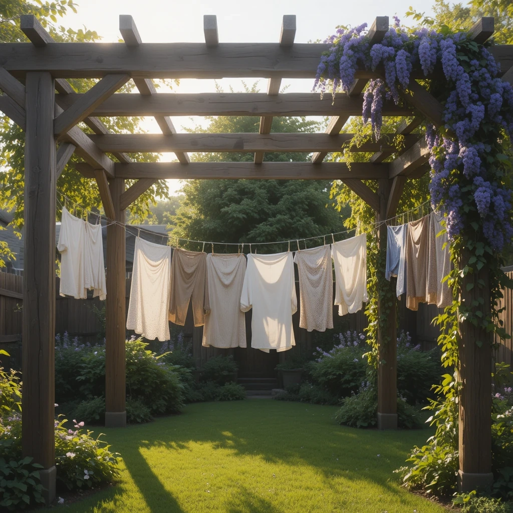 The Rustic Wooden Pergola Clothesline