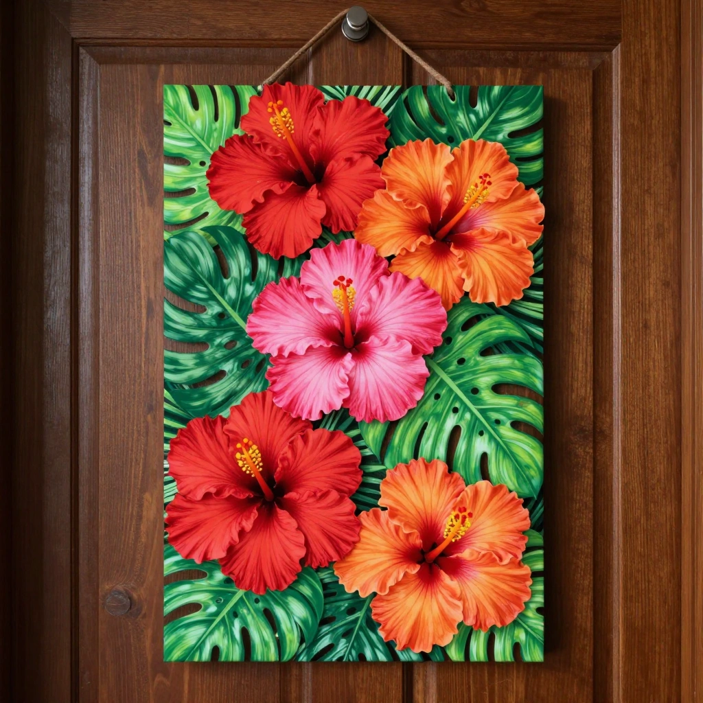 Tropical Hibiscus Door Hanger