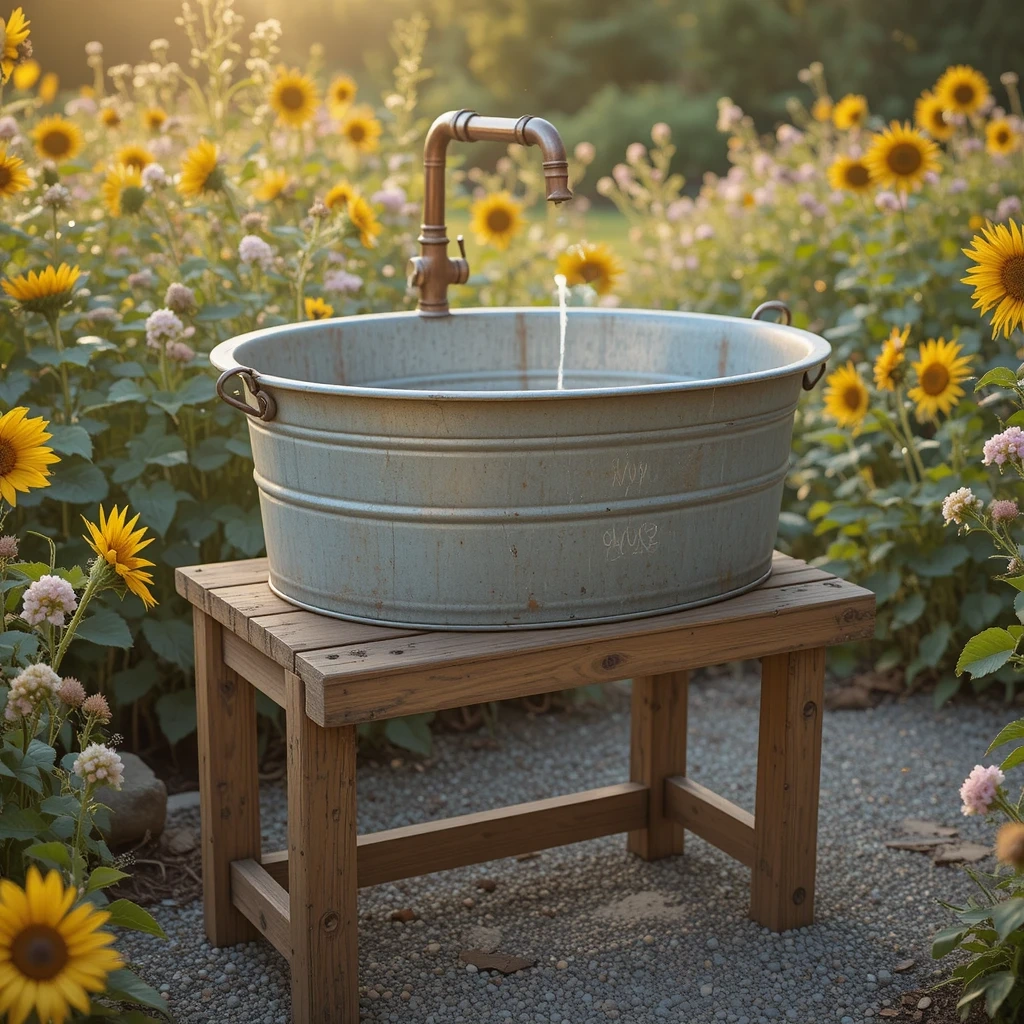Upcycled Galvanized Tub Sink