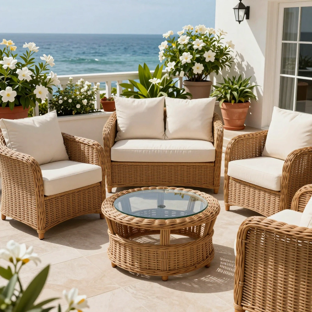 Wicker and Rattan Conversation Set