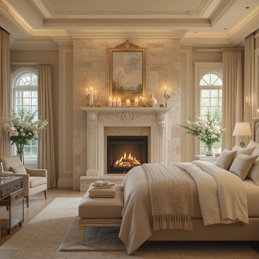 Bedroom Stone Fireplace