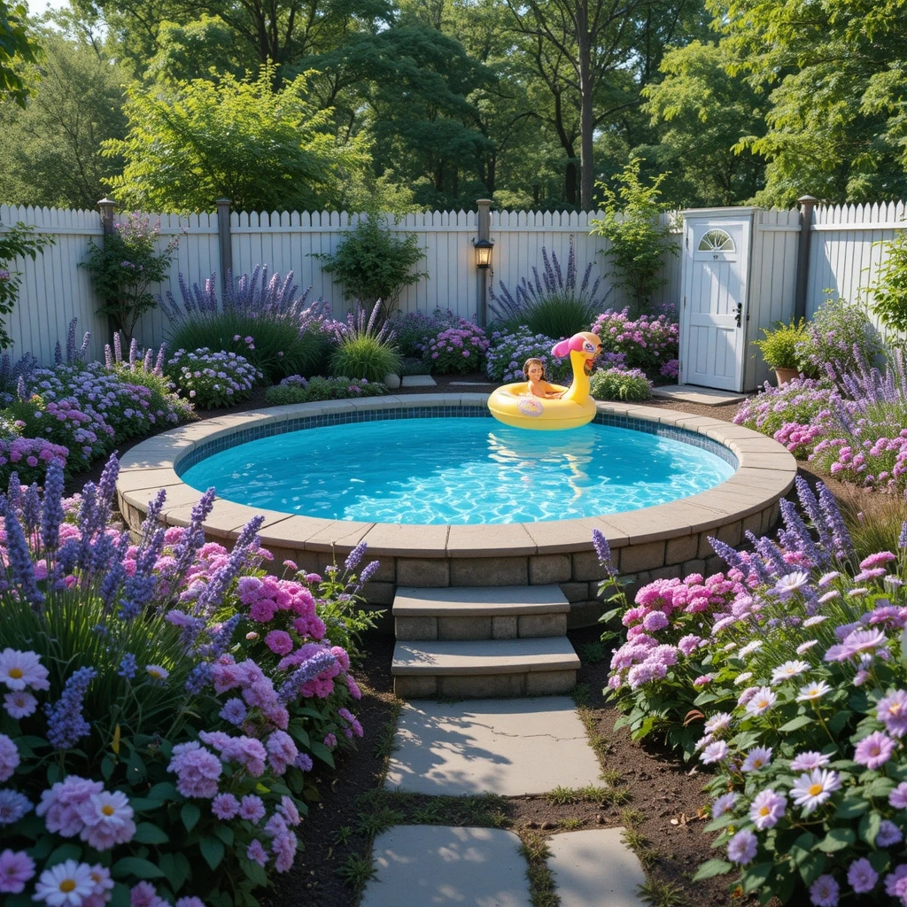 Cottage Garden Swim Spa with Flower Borders