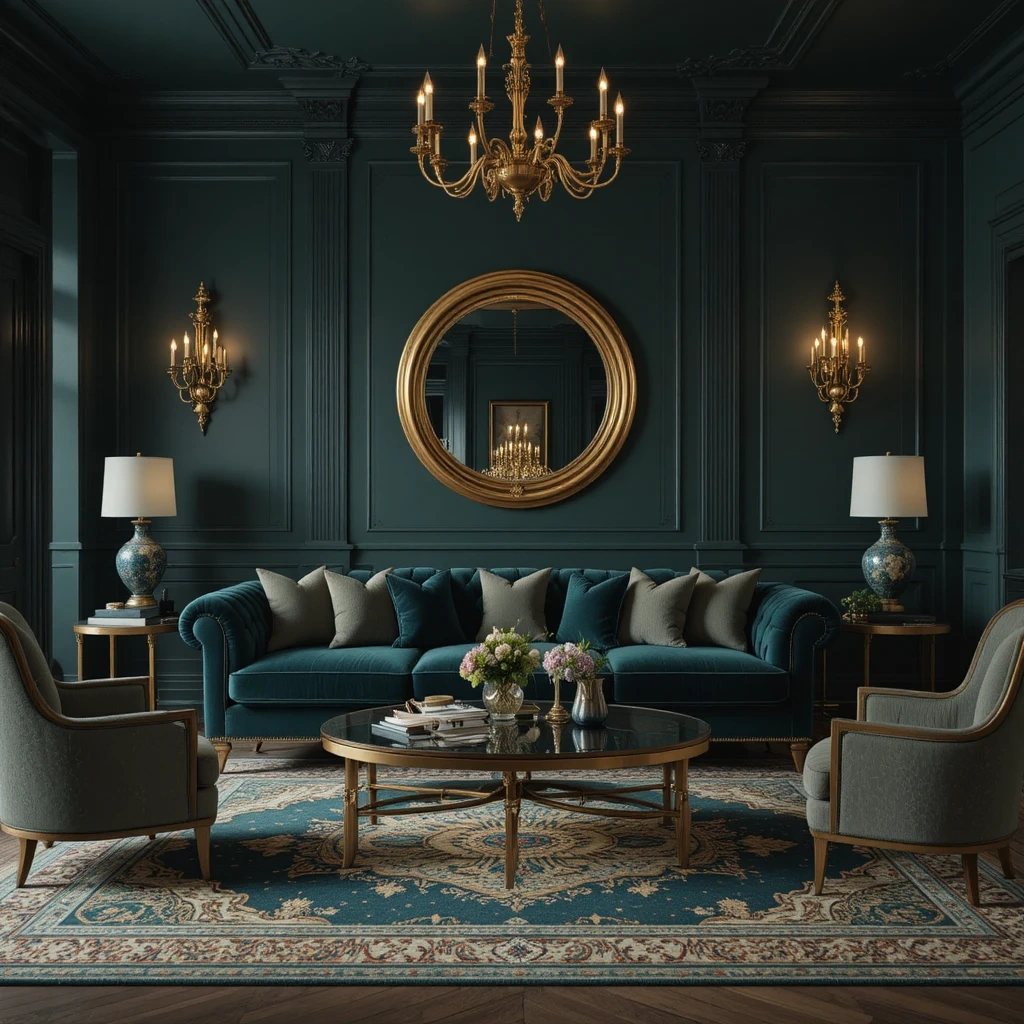 Dark Green & Gold Sophisticated Family Glamour