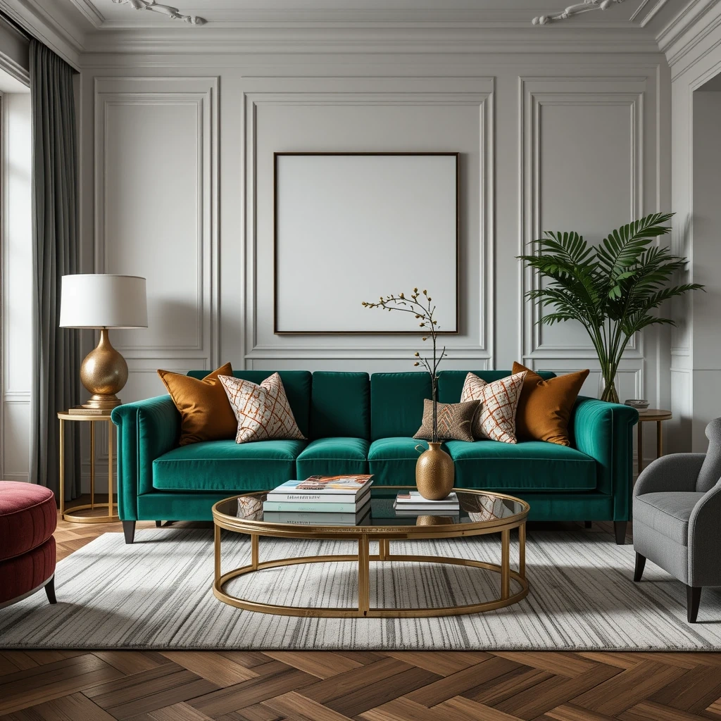 Emerald Green Velvet Sofa