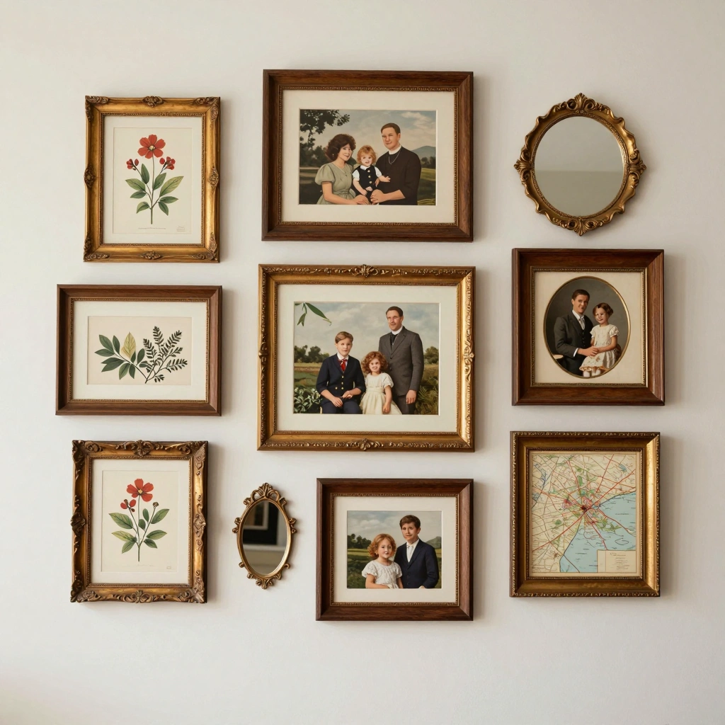 Gallery Wall of Mismatched Frames
