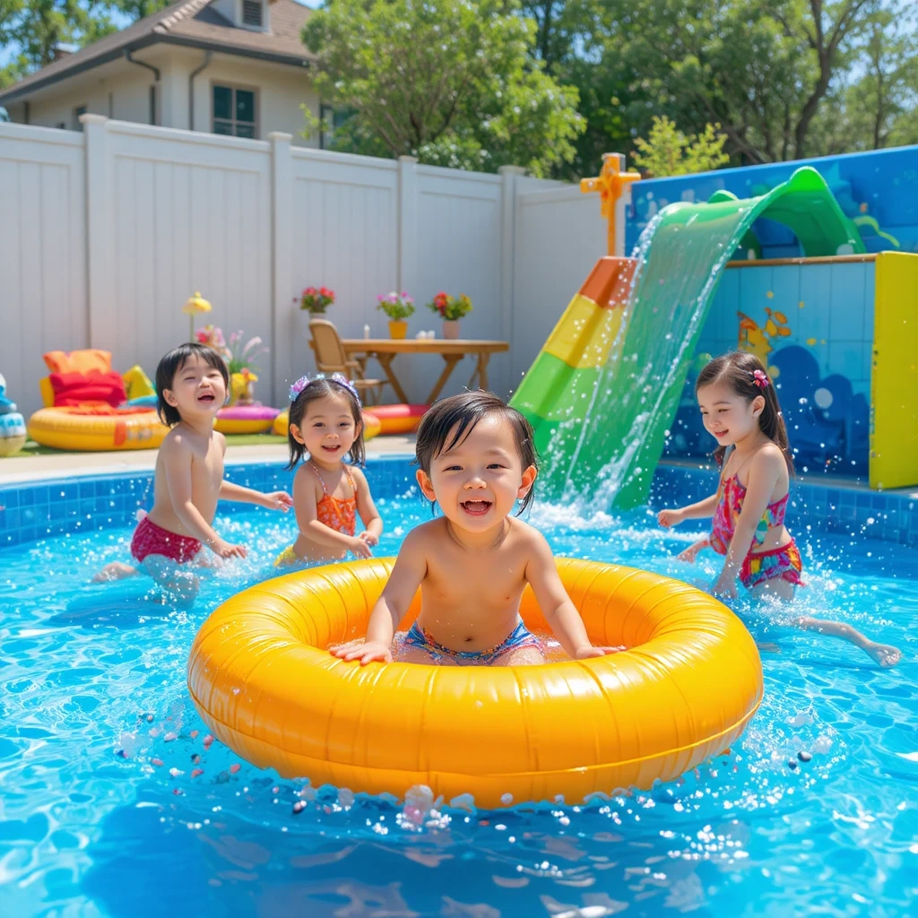 Kids' Interactive Splash Pool with Water Features