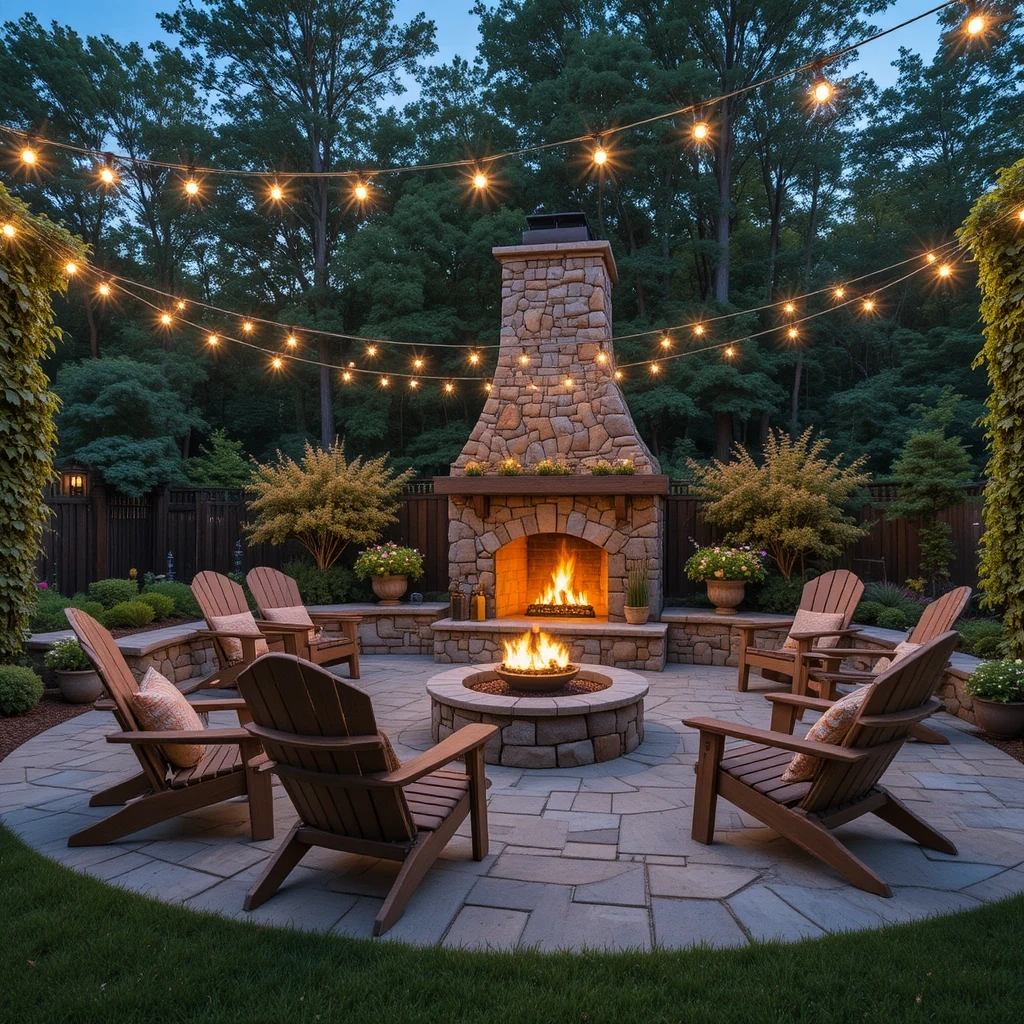 Outdoor Stone Fireplace