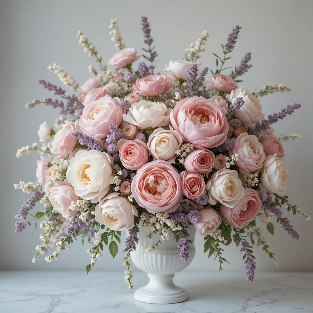 Pastel Peony & Rose Cloud Arrangement