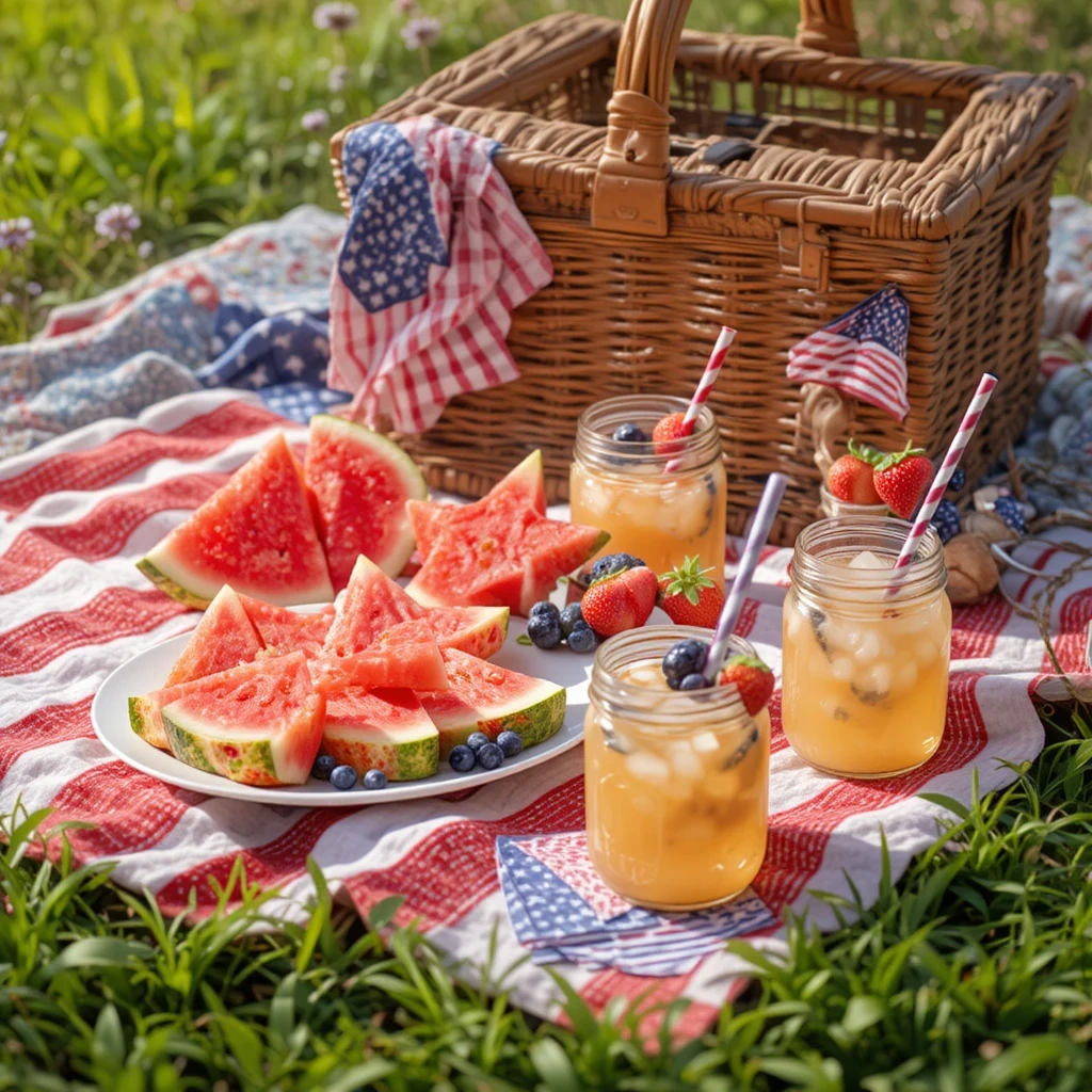 Patriotic Picnic Basket Setup