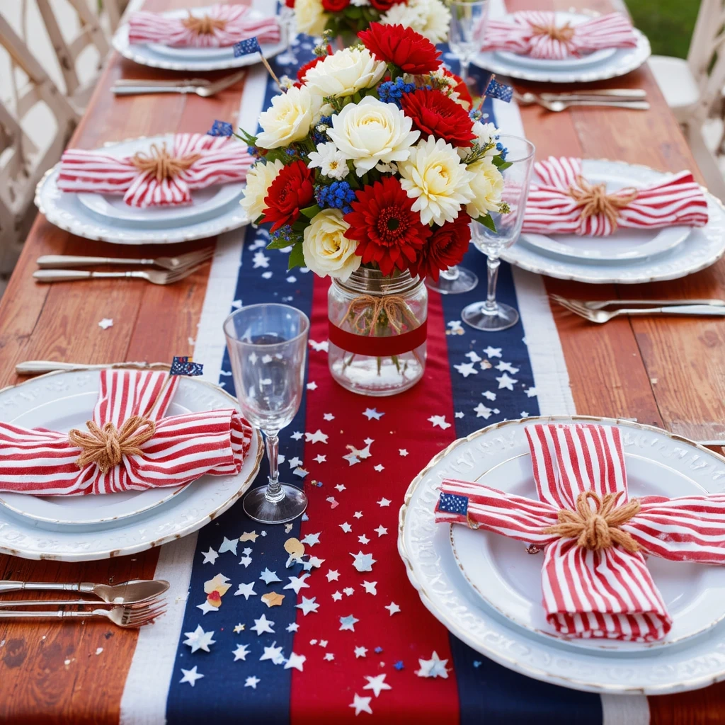Patriotic Table Runner & Place Settings