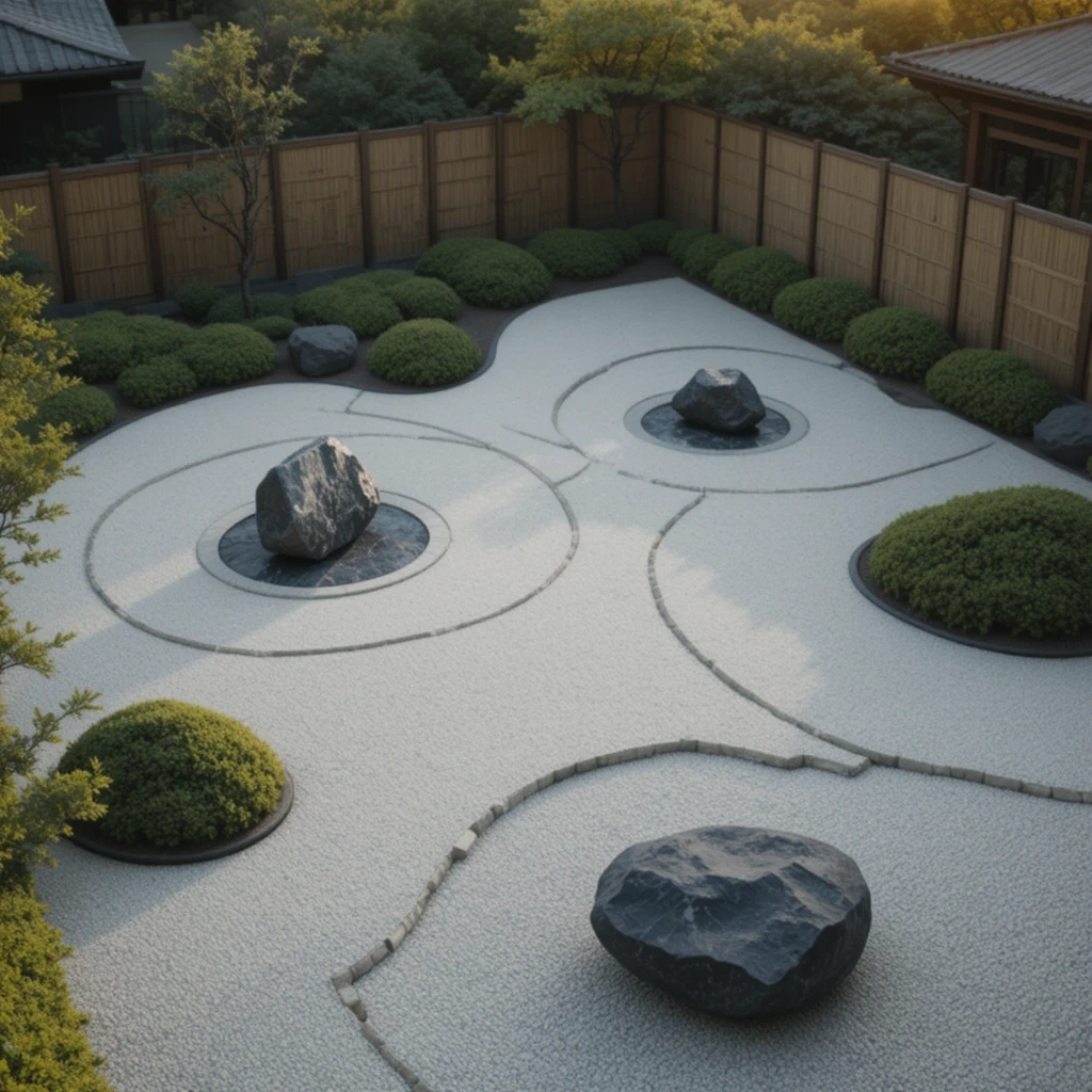 Pebble Mulch Rock Garden