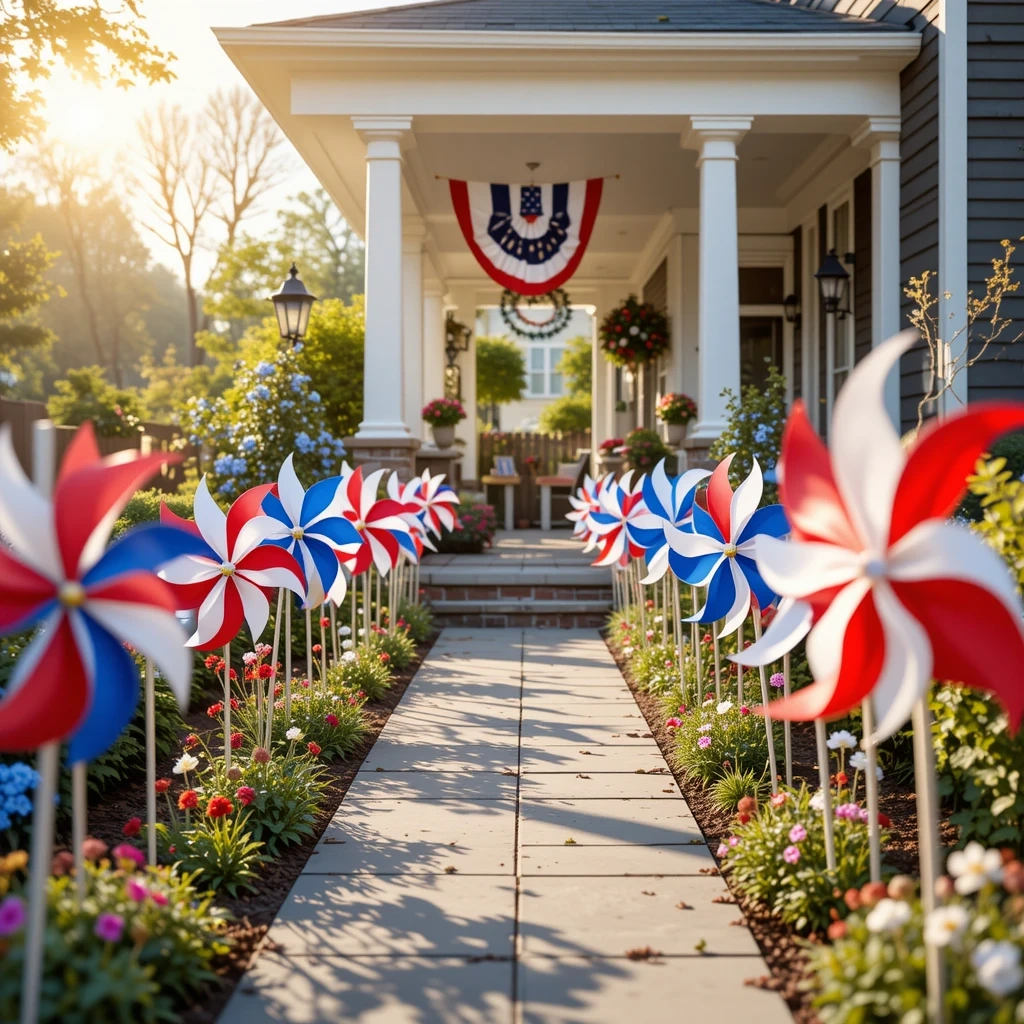 Pinwheel Garden Along the Walkway