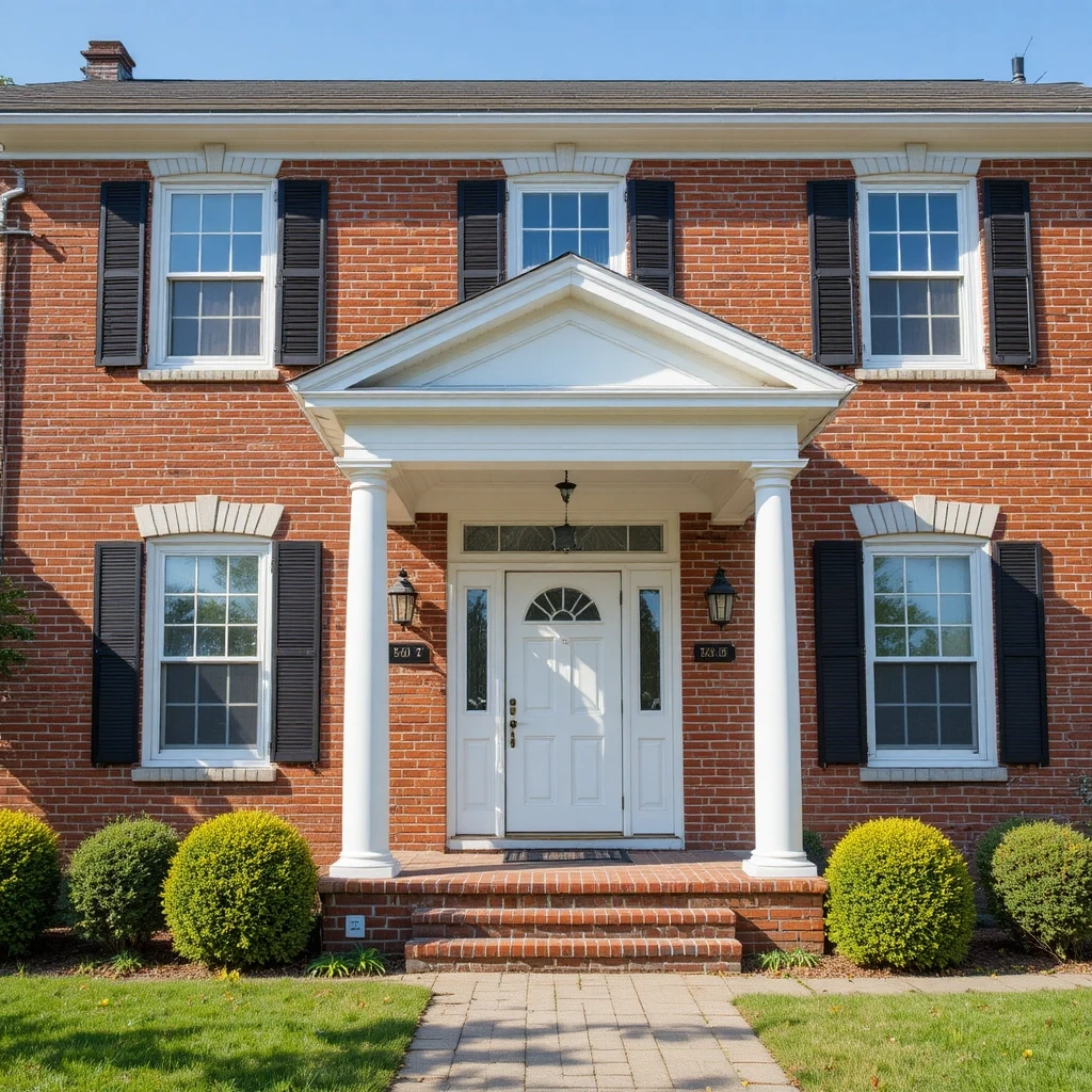 Red Brick with White Mortar Joints