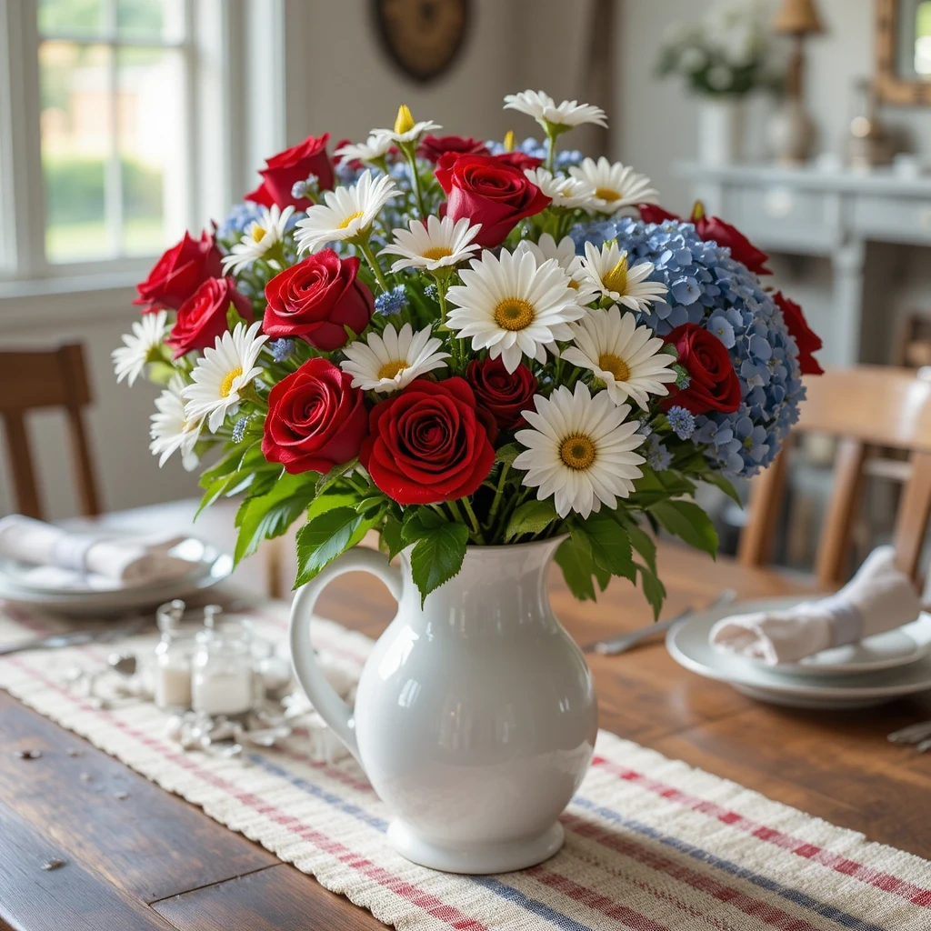 Red, White & Blue Flower Arrangements