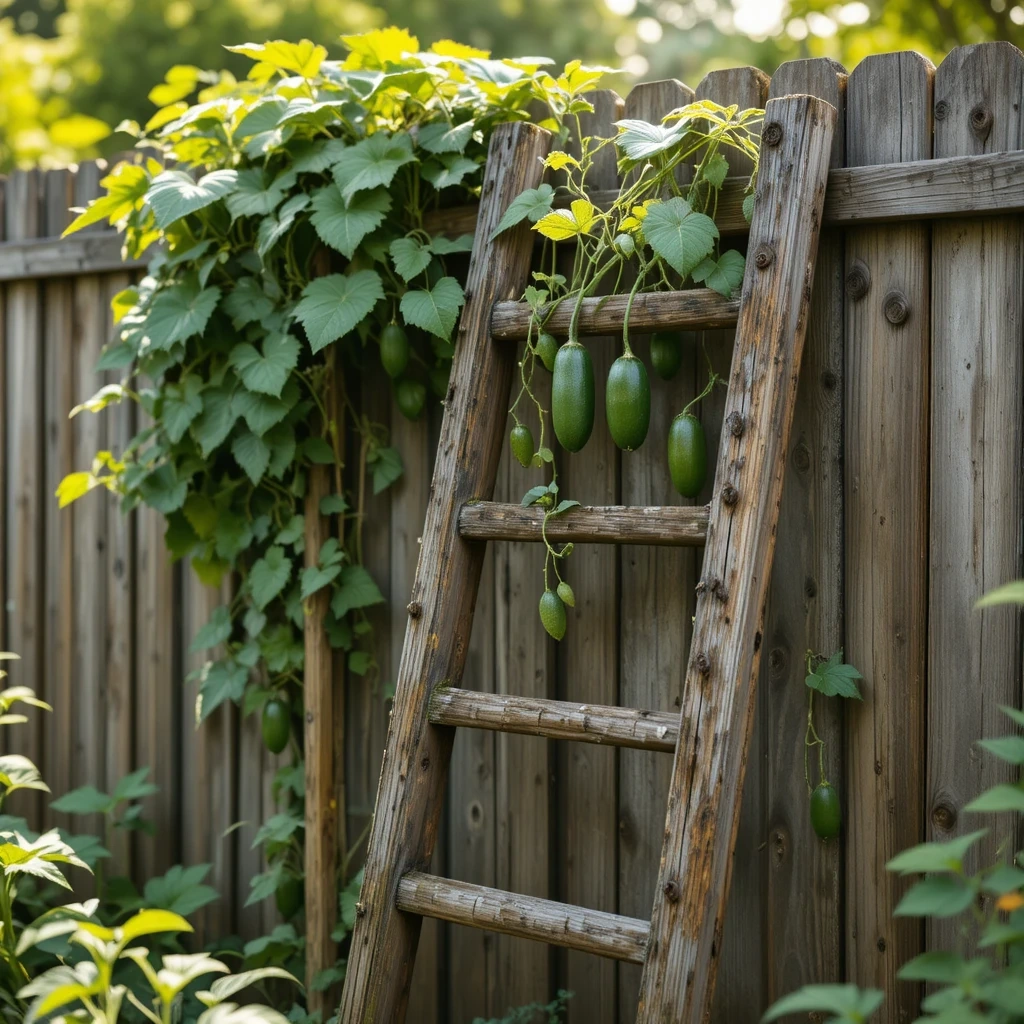 Repurposed Ladder Trellis