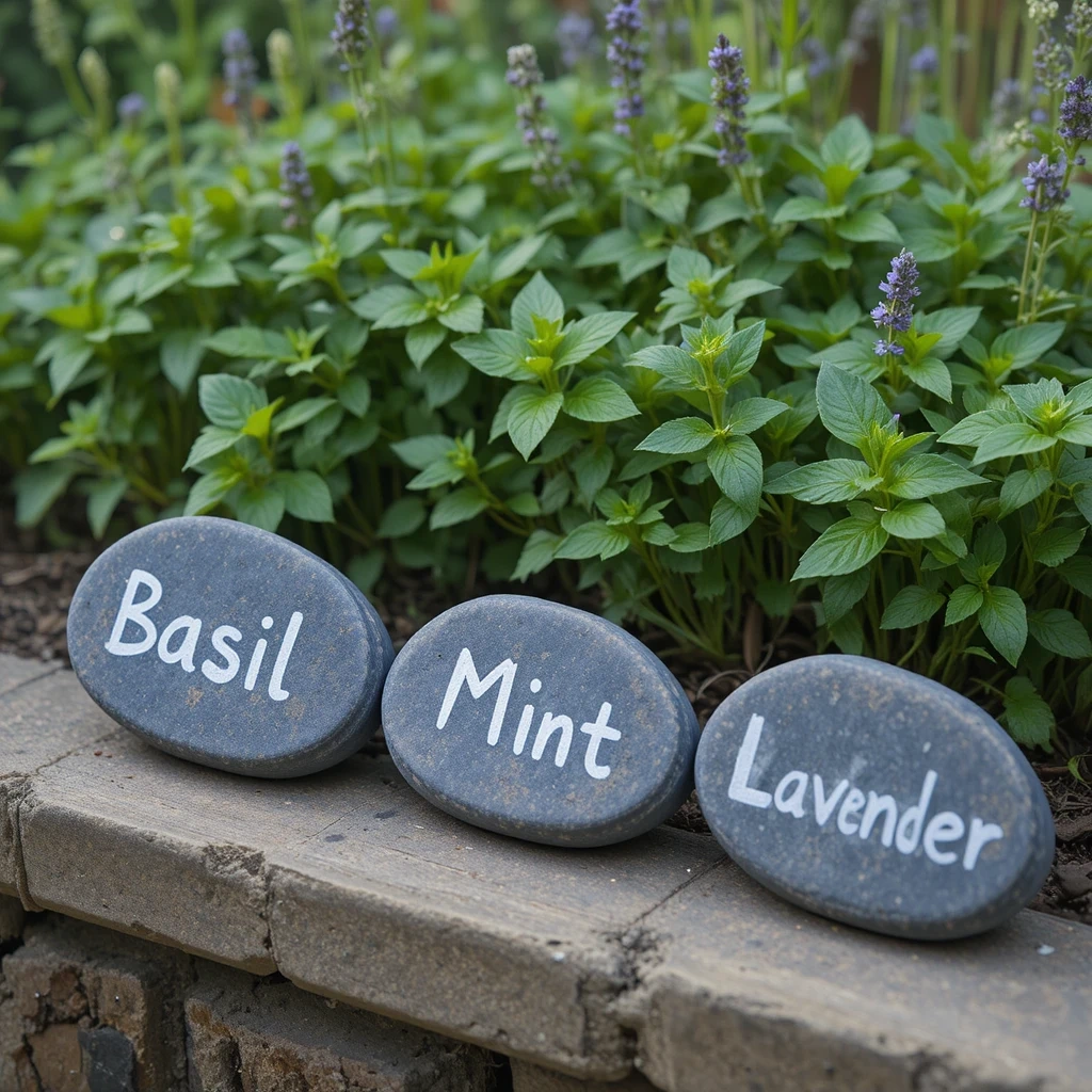 Rock Word Markers for Herb & Veggie Gardens