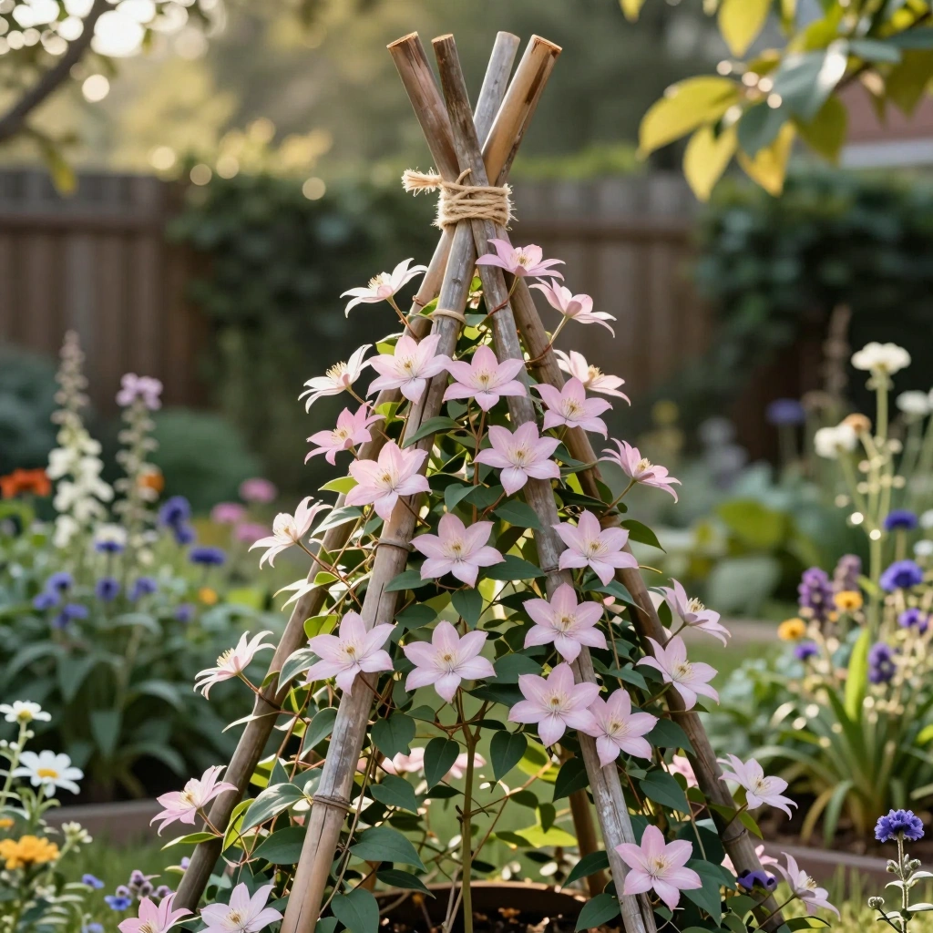 Rustic Bamboo Pole Trellis