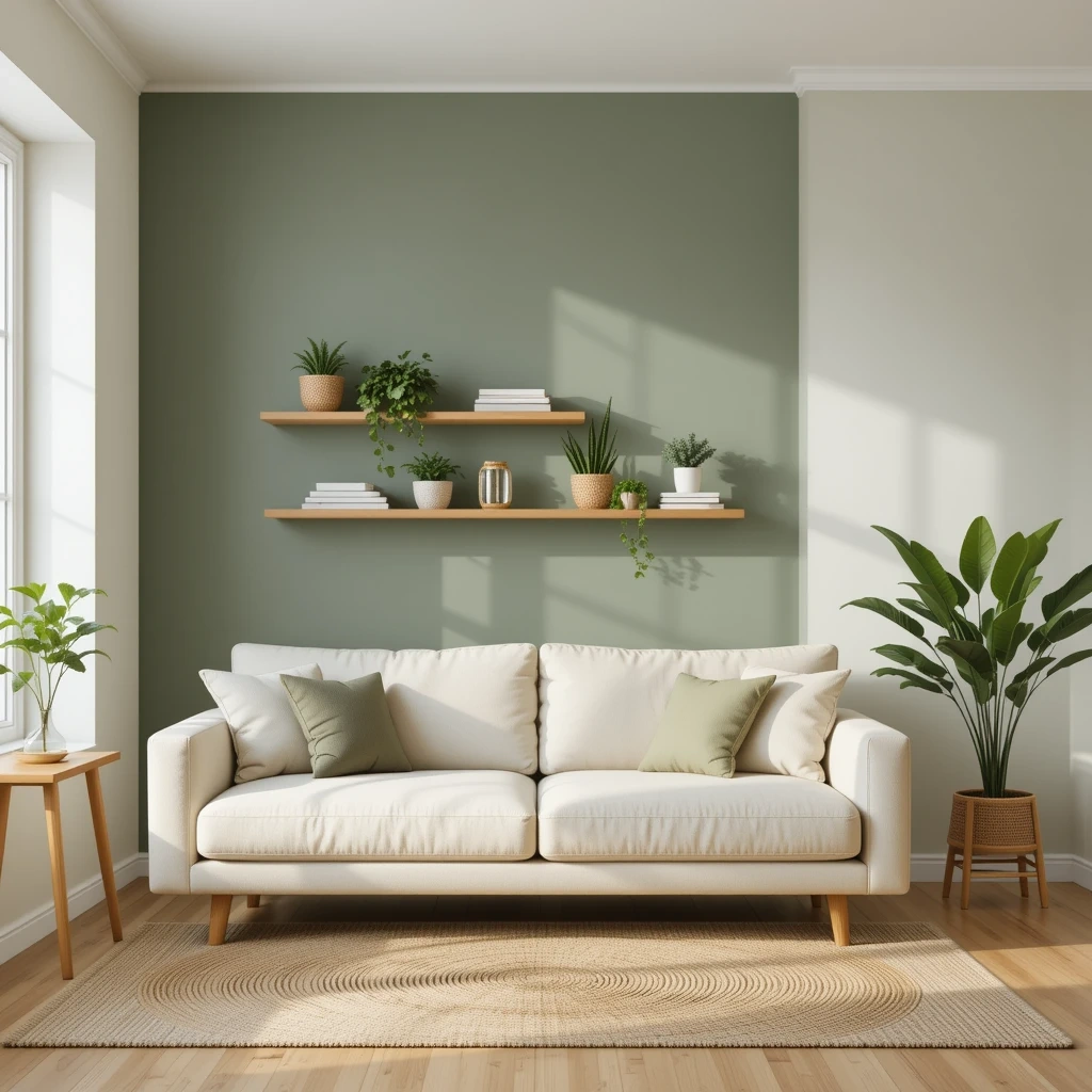 Sage Green Walls with Warm Wood Accents