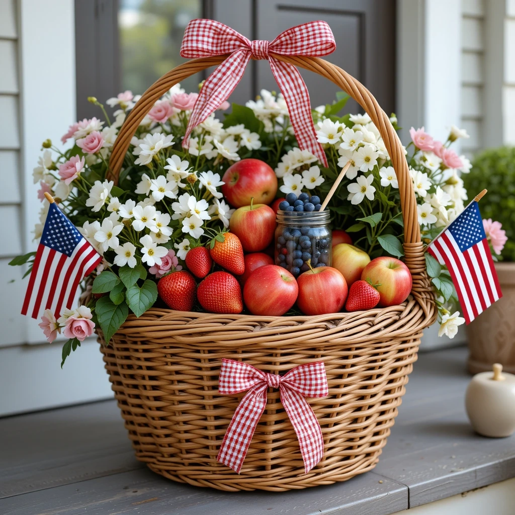 Star-Spangled Porch Basket with Seasonal Produce