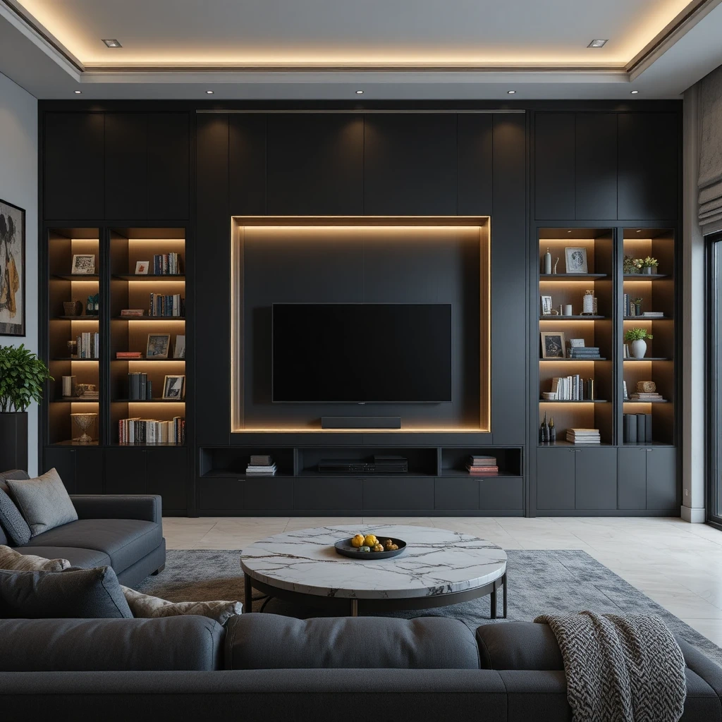 The Full-Wall Black Matte Entertainment Center