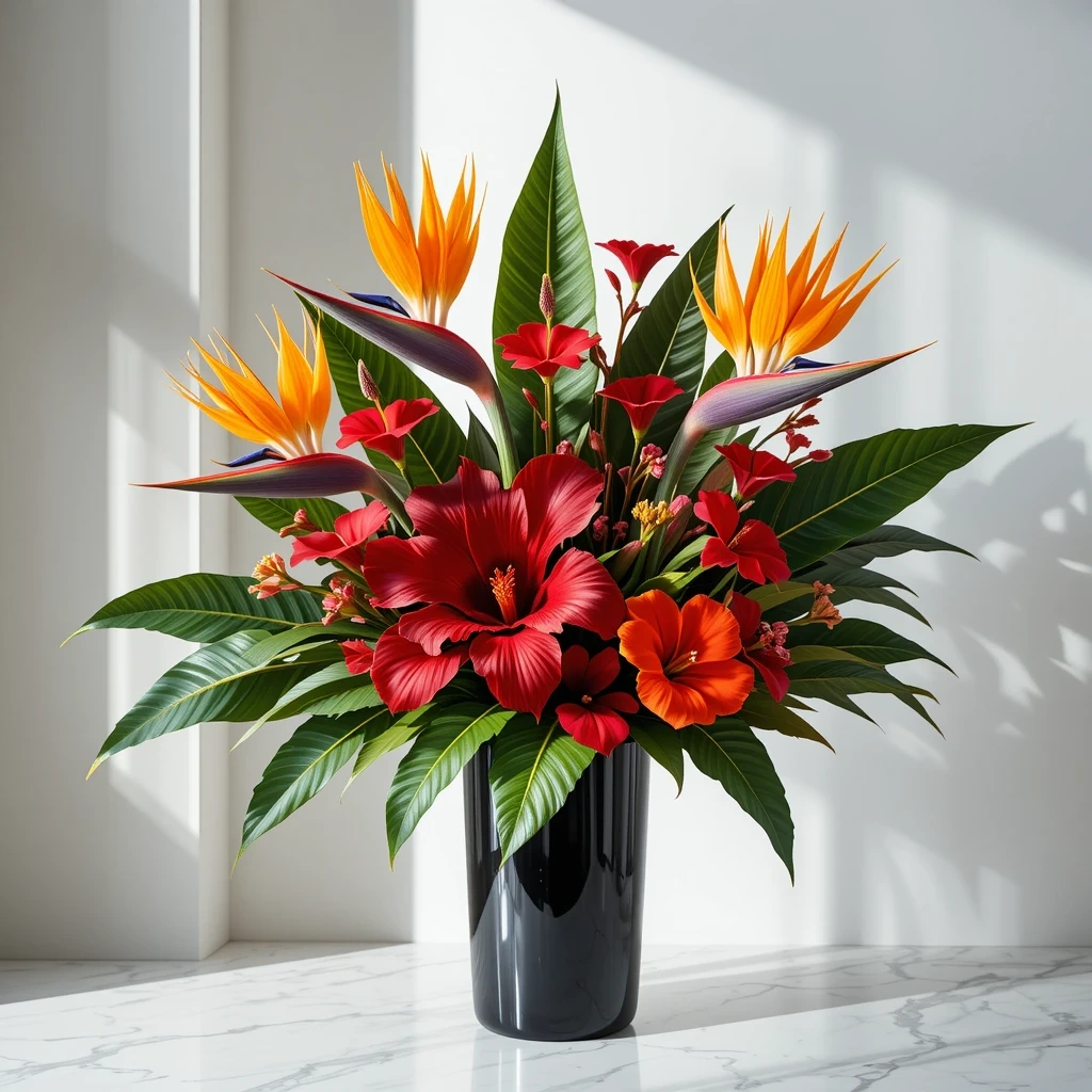 Tropical Hibiscus & Bird of Paradise Statement Piece
