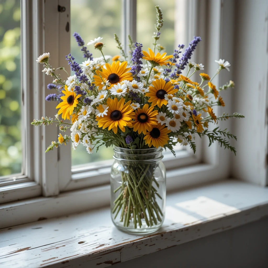 Wildflower Meadow Mason Jar Arrangement