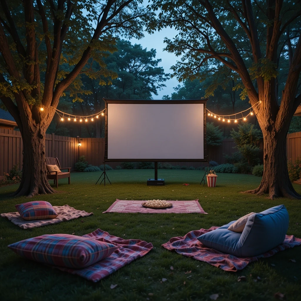 Backyard Movie Night Setup