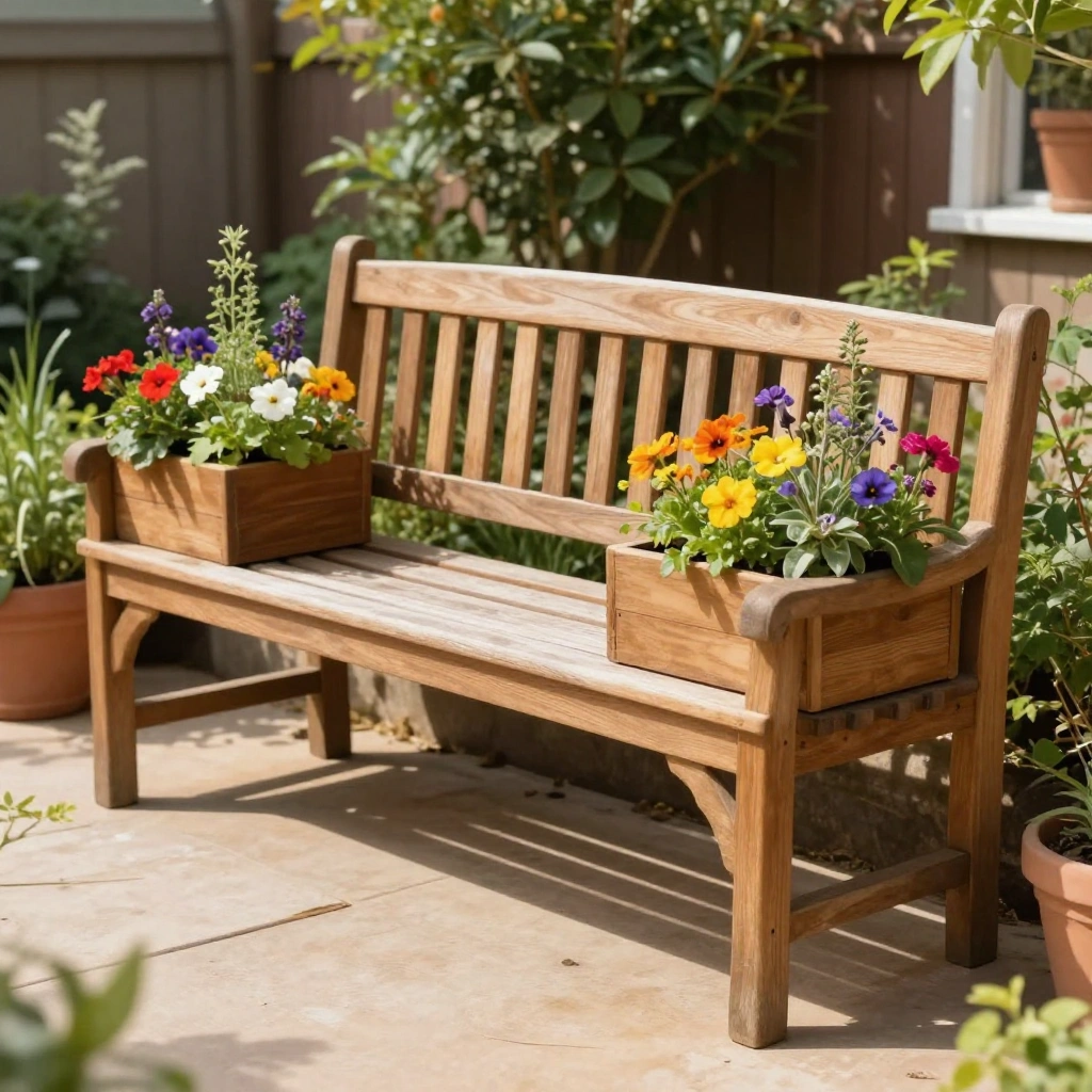 Bench with Built-In Planters