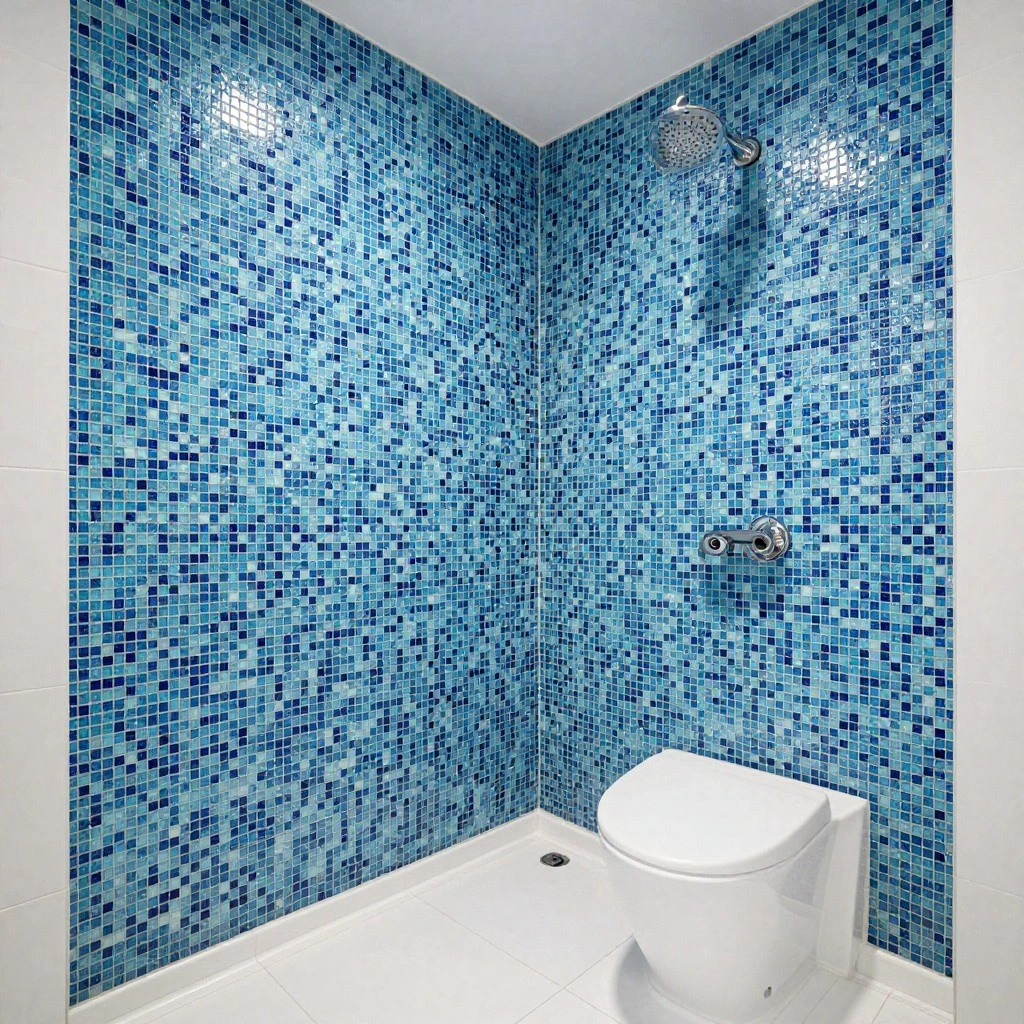 Blue Mosaic Tile Feature Wall