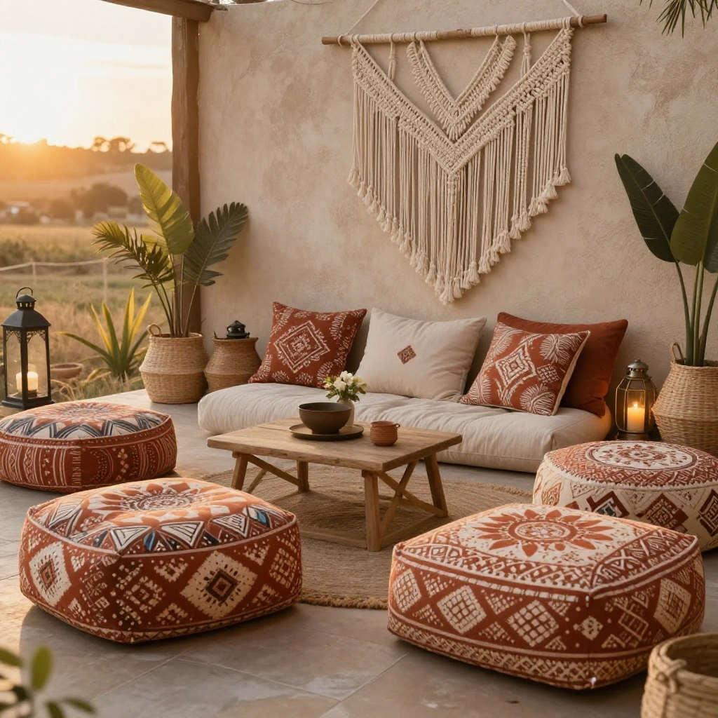 Bohemian Macramé and Floor Cushion Lounge