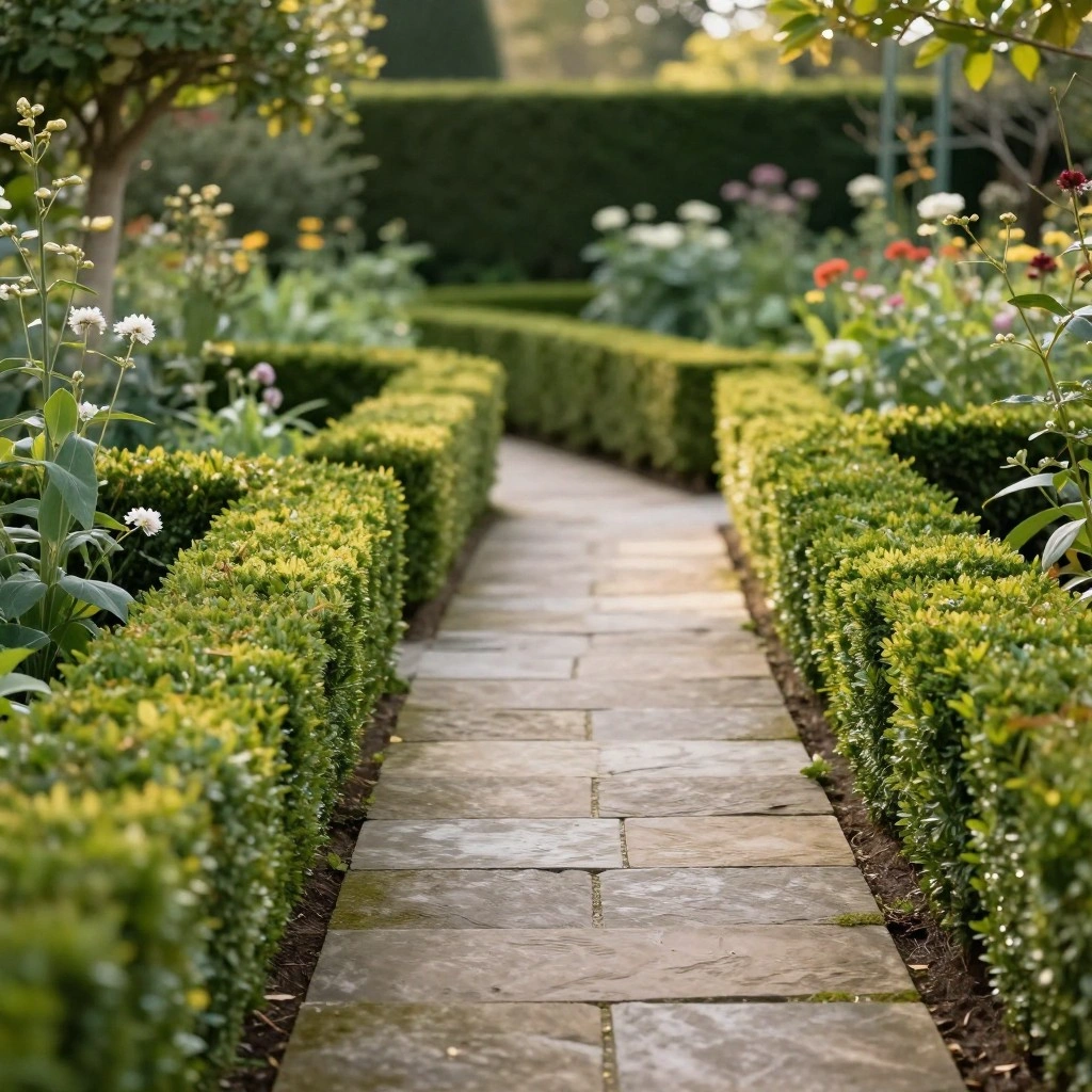 Boxwood and Stone Pathway Combo