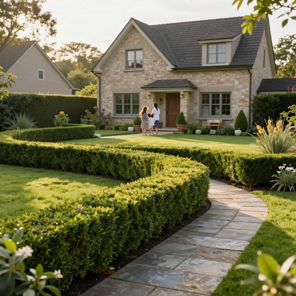 Classic Boxwood Hedge Border