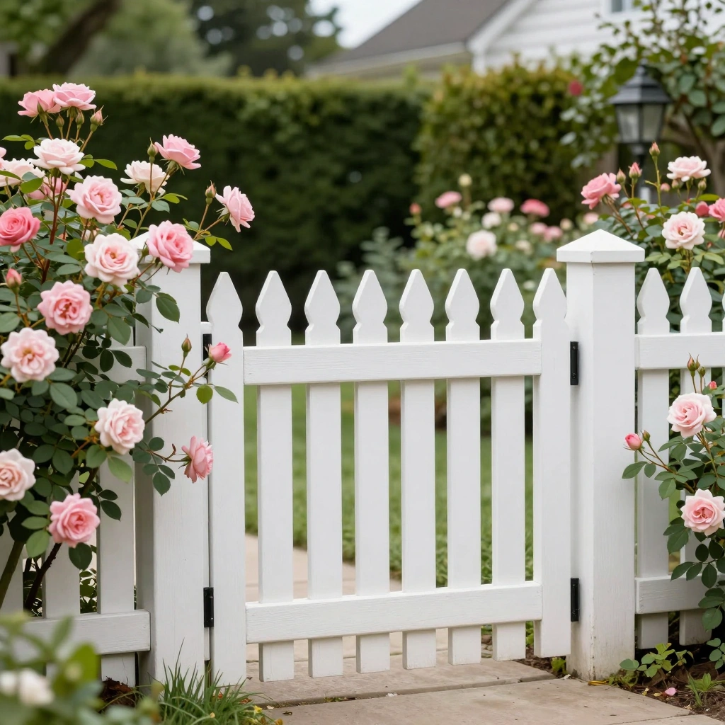 Classic White Picket Gate