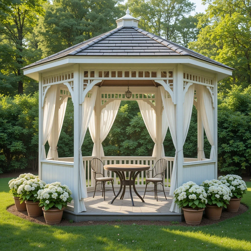 Classic White Wooden Gazebo