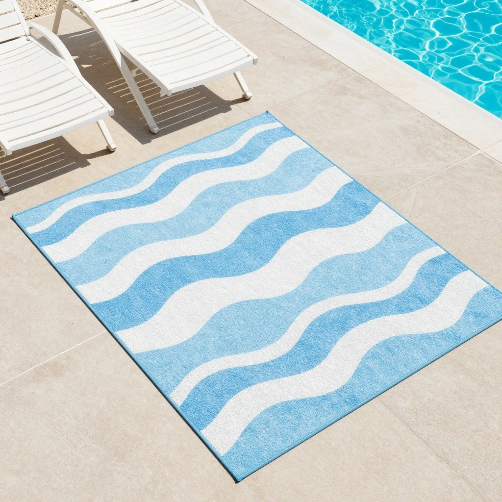 Coastal Blue & White Outdoor Rug