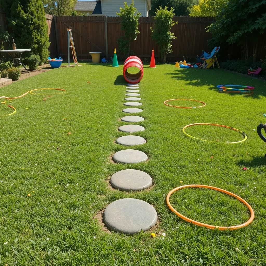 Colorful Backyard Obstacle Course
