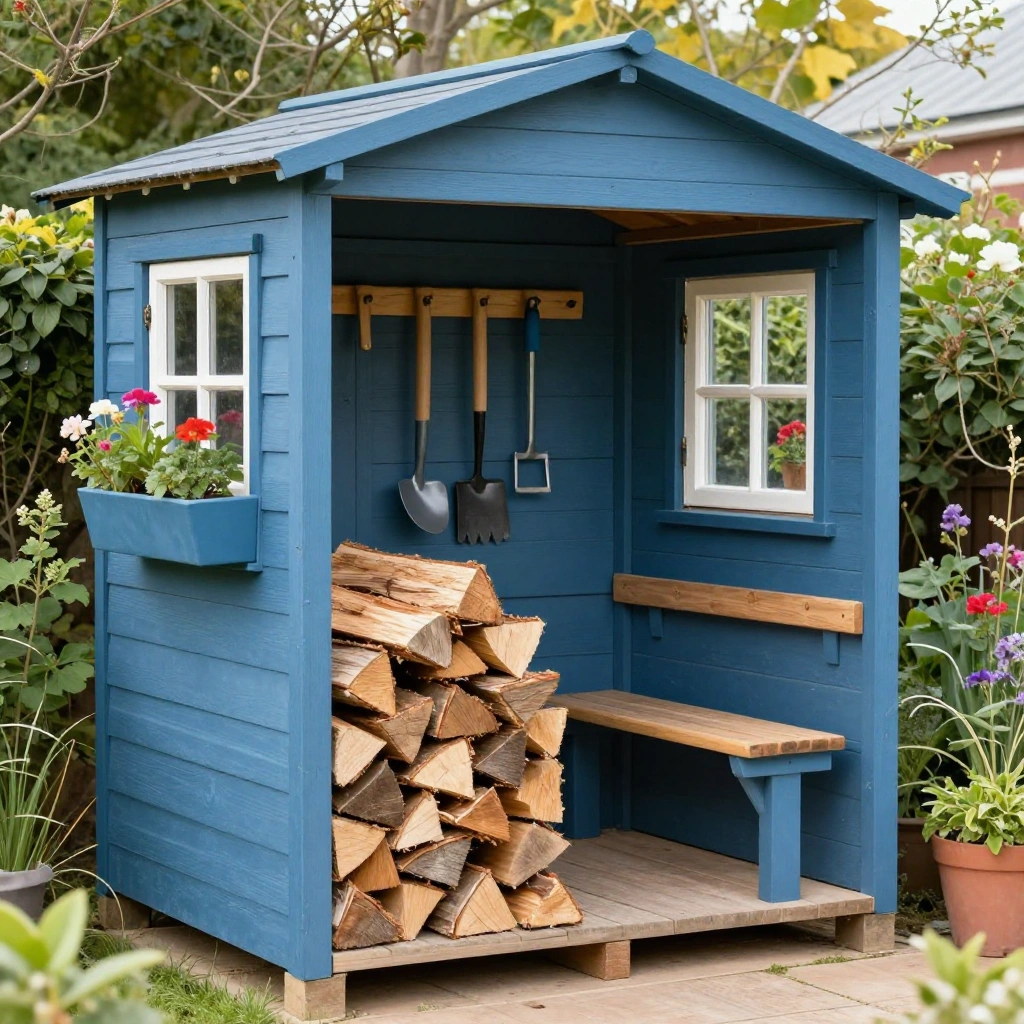 Combination Firewood and Garden Tool Shed