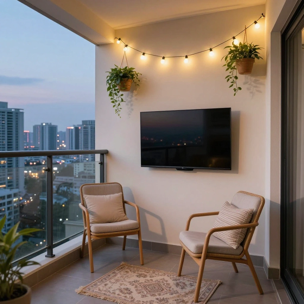 Compact Balcony TV Setup