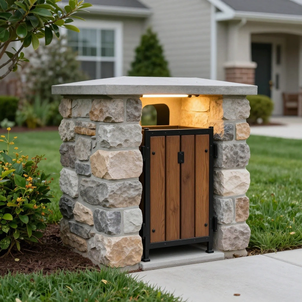 Concrete Block or Stone Trash Can Enclosure