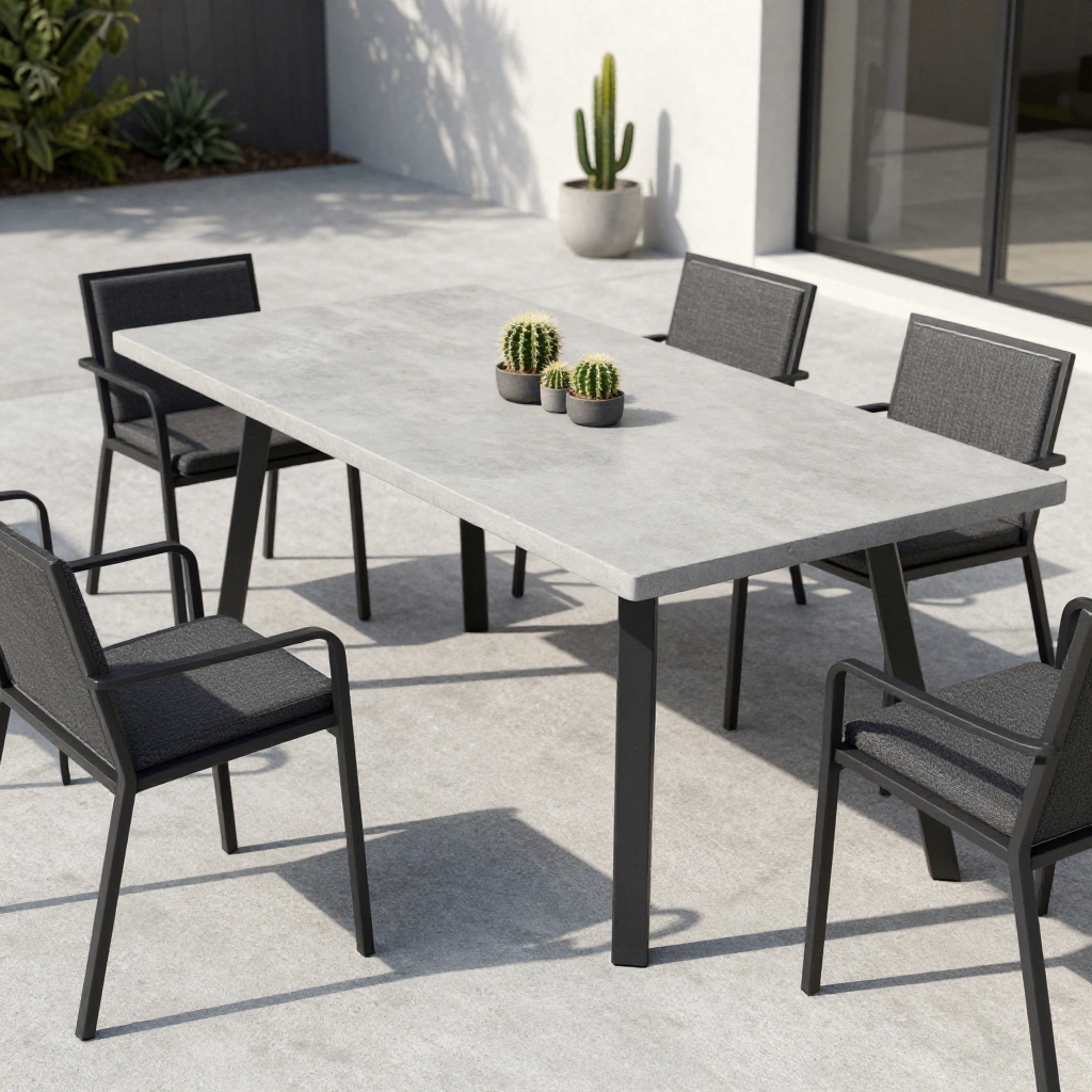 Concrete & Steel Outdoor Dining Table