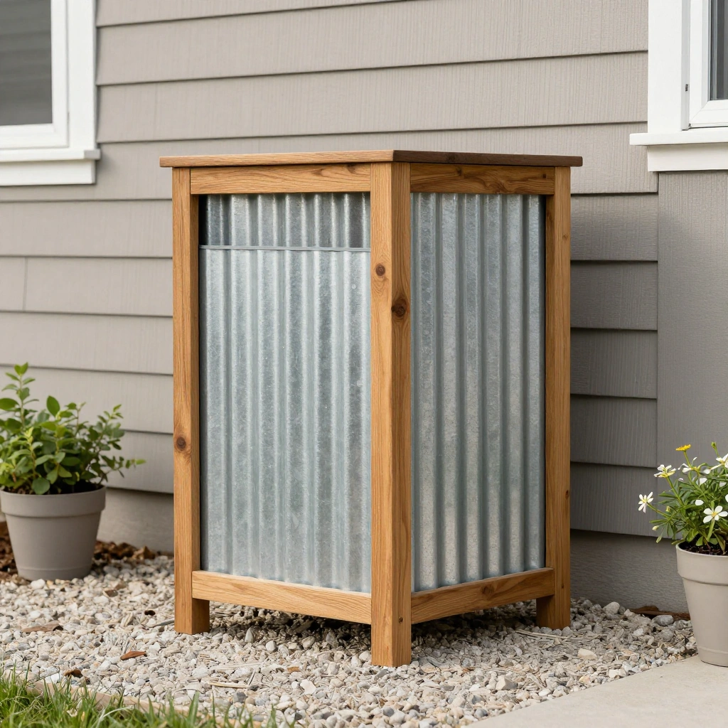 Corrugated Metal and Wood Combo Screen
