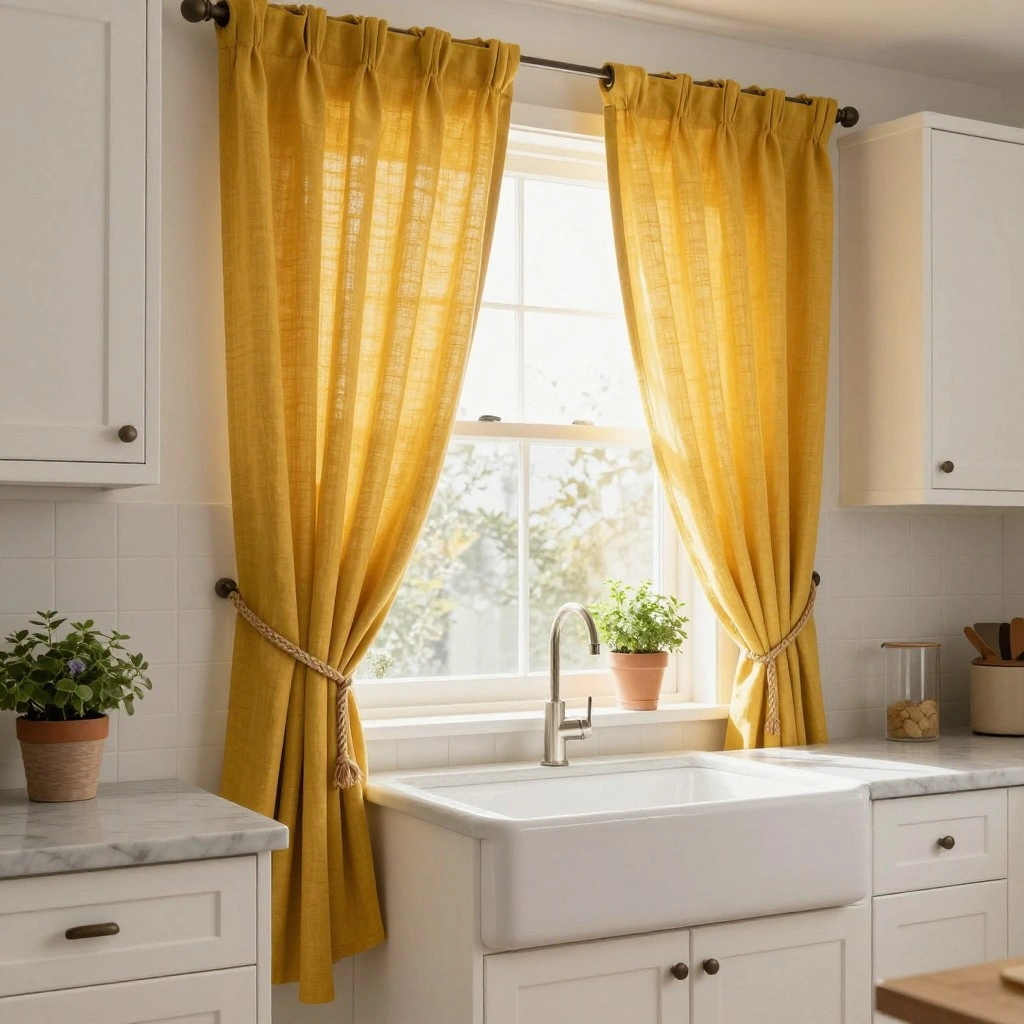 Cozy Kitchen Curtains in Warm Autumn Tones