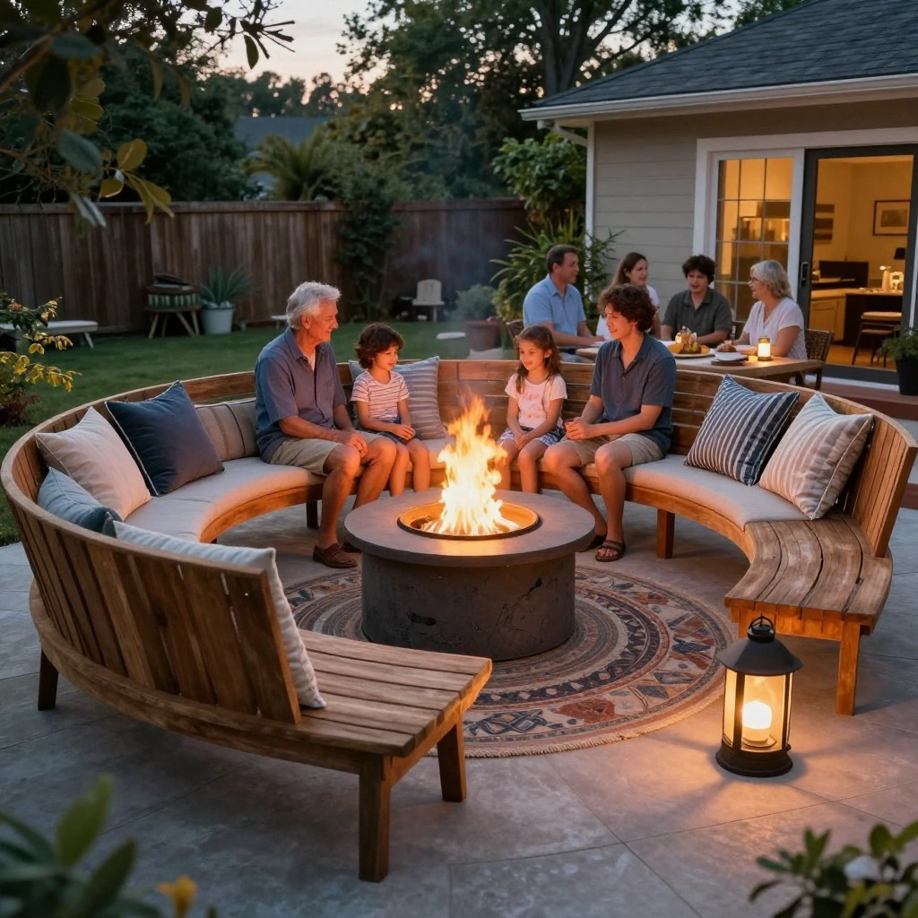 Curved Wraparound Bench for Fire Pit